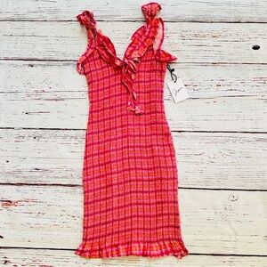 Women’s NWT Pink Plaid Ruffle Dress! Size XS
